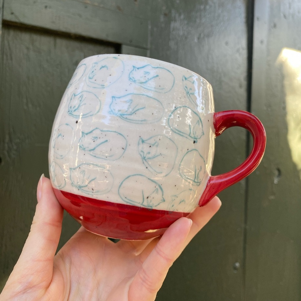 Leah Reena Goren Cat Mug Red